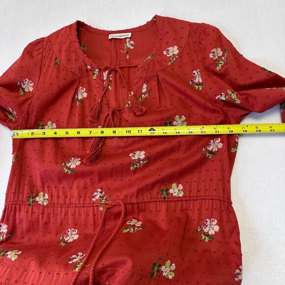 Ulla Johnson Swiss Dot Red Floral Red Clementine Tiered Midi Dress Size 6 - Picture 10 of 12